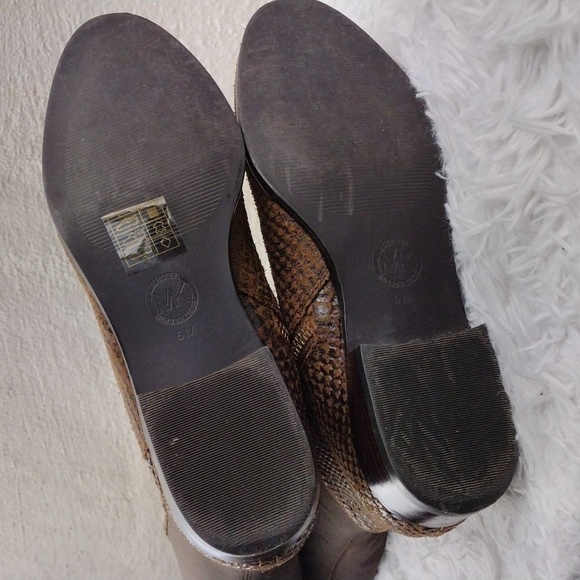 MICHAEL Michael Kors Brown Snakeskin Suede Leather Side Zipper Tall Riding Boot - Picture 9 of 16